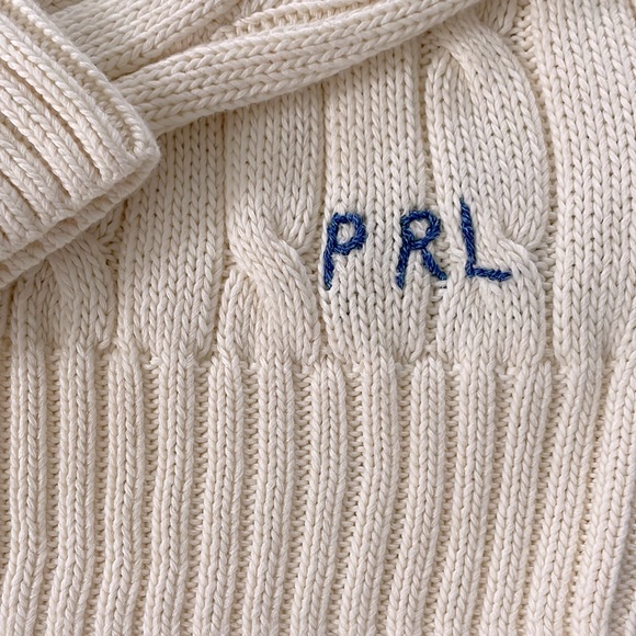 NWT Polo Ralph Lauren Patchwork Cable Knit Pima Cotton Sweater. - Picture 7 of 12